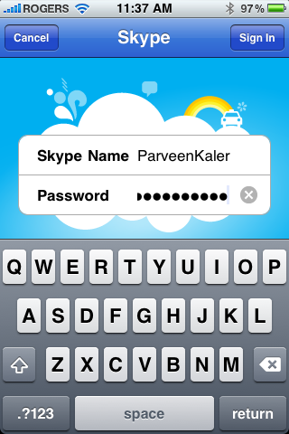 Skype Password Field